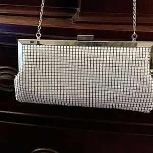 BEBE white chain clutch